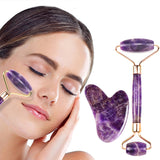 Amethyst Jade Facial Massage Roller Relax Weight Loss Natural Jade Quartz Scraper Massager Roller Jade Beauty Skin Tool XA67Z