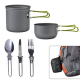 Camping Cookware Kit Outdoor  Aluminum Cooking Set Foldable Spoon Fork Knife Cup Hiking Picnic BBQ Tableware Camping Equipment