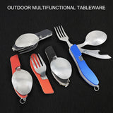 Outdoor Tableware Portable Stainless Steel Cutlery Fork Spoon Picnic Travel Tableware For Camping Equipment Cooking supplies