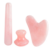 3 in 1 Natural Rose Quartz Guasha Jade Massage Stick for Facial Slimming Lifting Head Back Acupoints Relaxation Skin Health Care
