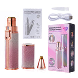 2 IN 1 Rechargeable Electric Eyebrow Trimmer Epilator Female Body Facial Lipstick Shape Hair Removal Mini Painless Razor Shaver