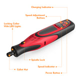 Rechargeable Cordless Rotary Tool 7.4V DIY Rotary Tool Kit with 5 Various Speed 5000-25000rpm 4 LED Lights&amp;38pcs Accessories