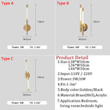 Modern Copper Wall Lamps LED Wall Sconce For Bedroom Bedside Lights Sofa Background Decor Creative Home Indoor Wall Light Gold