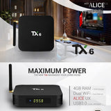 TX6 TV Box Home Smart TV BOXH6 Player Audio Playback Format MP3 WMA WAV 	TF Card Reader 5V/2A TV Box