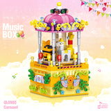 487pcs City Street View Building Blocks Friends For Girl Sakura Tree Music Box Bricks Creator Cherry Blossom Tree House Toy