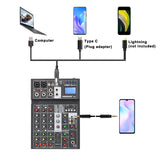 Freeboss E6 6 Channel Bluetooth 24 Dsp effect USB Record Computer Record Karaoke Party Studio Mobile Live Broadcast  Audio Mixer