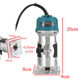 800W 6.35mm Wood Router Electric Woodworking Hand Trimmer Carving Milling Machine Carpenter Power Cutting Tool Home DIY Supplies