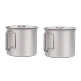 2X Titanium Cup 550Ml Ultralight Portable Pot Titanium Water Mug Cup For Outdoor Camping Hiking Backpacking