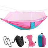 Portable Mosquito Net Hammock Tent Adjustable Straps and Carabiner Double Wild Outdoor Sleeping and Resting Hammock 260*130cm