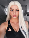 Wig Women's Middle Parted Long Straight Blonde Hair Cover Chemical Fiber Head Cover