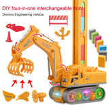 120pcs Domino Excavator Glowing Electric Automatic Domino Brick Laying Train Toy Kid Gift Child Building Engineering Vehicle Set
