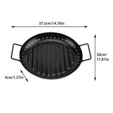 Nonstick Skillet Camping Cookware Grill Pan Party Meat Carton Steel Portable With Handles BBQ Binaural Barbecue Plate