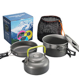 2-3 Person Outdoor Camping Portable Tableware Kettle Fry Pan Pot Cooking Travel Picnic Set