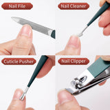 9 In 1 Manicure Set With Leather Case Professional Stainless Steel Nail Clippers Portable Manicure &amp; Pedicure Kit For Women Men