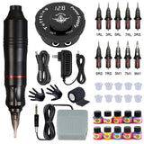 Professional Rotary Tattoo Machine Kit Tattoo Pen Machine Guns Permanent Makeup With Color Inks Power Supply Cartridge Needles