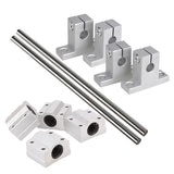 Horizontal 8mm Dia Linear Motion Ball Bearing Slide Bushing 200mm Linear Shaft Optical Axis with Rod Rail Support Set