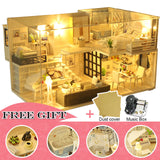CUTEBEE DIY Dollhouse Wooden Doll Houses Miniature Doll House Furniture Kit Casa Music Led Toys for Children Birthday Gift M21