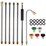 Gutter Cleaning Tool Pressure Washer - Extension Wands, Roof Cleaner Lance Nozzle - 4000 Psi 5 Tips, Window Washing Accessories,