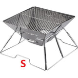 Outdoor stainless steel grill multi-function charcoal stove folding picnic multiplayer barbecue trumpet camping wood solid