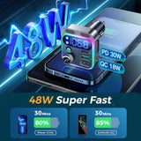 Car FM transmitter Bluetooth 5.0 48W QC Fast Charger Mp3 Player PD USB Car Radio Car Handfree Bluetooth Receiver FM Modulator