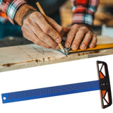 Multifunctional Woodwork T-Type Scribing Ruler 280-380mm Aluminum Alloy Line Drawing Scribe Gauge Marking DIY Woodworking Tool