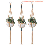 3pcs Woven Home Decor Simple Office Garden Handmade Cotton Linen Flowerpot Indoor Outdoor Macrame Plant Hanger Door Wall