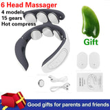 6 Heads Neck Massager 18 Levels TENS Electric Impulse 42℃ Heating Intelligent Massager Relaxation Machine Relief Pain Massage