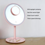 5X Makeup Mirror with 70 Light LEDs Cosmetic Mirror with Touch Dimmer Switch Battery Operated Stand for Tabletop Bathroom Travel