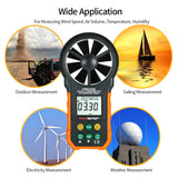PEAKMETER Digital Anemometer Professional Wind Speed Meter LCD Digital Anemometer Air Volume/Temperature/Humidity Detector