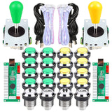 2 Player Ellipse Arcade Kit Oval Bat Joystick Handles LED Chrome Arcade Buttons for Arcade Standard Controller DIY Games MAME