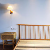 Xianfan 2021 Japanese Vintage soiled wood wall lamp with pleat cloth lampshade for kitchen living room retro bedside lighting