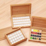 Empty Bamboo Paint Palette With Lid Portable Watercolor Paint Tray Storage Box With 24/36 Half Pans for Painting Art Supplies