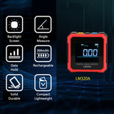 360° Electronic Angle Meter Protractor Inclinometer Level Angle Gauge Angle Finder Level Box with Magnet Rotatable Backlit