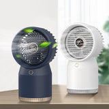 2-IN-1 Humidifier Fan Silent Air Cooler Mini Water Cooling Fan Home Battery Usb Rechargeable Office Desk Fan with Night Light