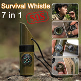 7 in 1 Emergency Whistle Portable Outdoor Tactical EDC Whistle With Compass Thermometer High Decibel SOS Survival Whistle