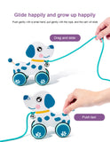 Baby Walker Toy Wooden Dragging Animal Cartoon Hand Pull Rope Car Learn To Walk Toddler Early Teaching Toy Child Gift Kid Toy