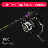 Kingdom KING II Spinning Rods Combo Casting Fishing Rod Reel Set 2 pc top section and 2 pc Power Lure Set Fishing Travel Rod