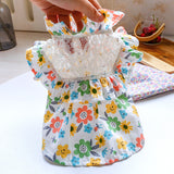 Lace Floral Dog Dress Summer Pet Clothes Cat Skirt Yorkshire Pomeranian Shih Tzu maltese Schnauzer Clothing Female Dog Costumes