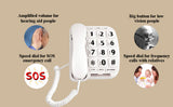 KerLiTar P11W Big Button Corded Phone for Elderly Amplified Speakerphone for Hearing Impaired Seniors Home Desktop/Wall Phone