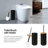 Bathroom Accessories Set Bamboo Plastic Bathroom Kit Toothbrush Cup, Soap Dispenser, Soap Dish, Toilet Brush Holder,Trash Can