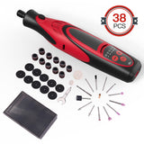 Rechargeable Cordless Rotary Tool 7.4V DIY Rotary Tool Kit with 5 Various Speed 5000-25000rpm 4 LED Lights&amp;38pcs Accessories