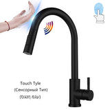 Free Shipping Pull Out Black Sensor Kitchen Faucet Smart Induction Mixer Tap Touch Control Sink Tap 2 Modes Torneira De Cozinha