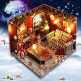 DIY Miniature Dollhouse Kits Furniture Christmas Carnival Night Wooden Dolls House With LED Light Toys For Children Gift
