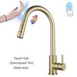 Free Shipping Pull Out Black Sensor Kitchen Faucet Smart Induction Mixer Tap Touch Control Sink Tap 2 Modes Torneira De Cozinha