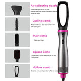 5 In 1 Hair Comb Electric Hair Dryer Brush Blow Dryer Curling Wand Detachable Brush Kit Negative Ion Hair Curler Curling Iron