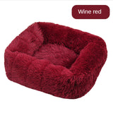 Pet Beds Long Plush Dog Bed Square Solid Color Puppy Beds Mat for Little Medium Large Pets Supplies Winter Warm Bed Cat Cushions