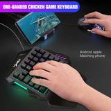 HXSJ J50 One-Handed Gaming Keyboard 35 Keys LED Backlight + Wired Gaming Mouse with Breathing Light 5500 DPI 7 Button Keyboard