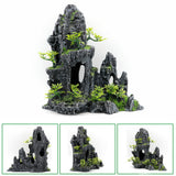 Fish Tank Landscape Decoration Artificial Resin Rockery Aquarium Decor Ornament Fake Tree Jungle Bird House Aquarium Accessories