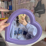 Mirror Desktop Pink Love Makeup Mirror Wall Mounted Dual-Use Heart-Shaped Hanging Mirror Vanity Mirror Girl Room Wall Decoration