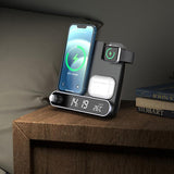 Wireless Charger Multifunctional Led Digital Clock 15w Fast Charging Dock Station For Phone Watch Headphone